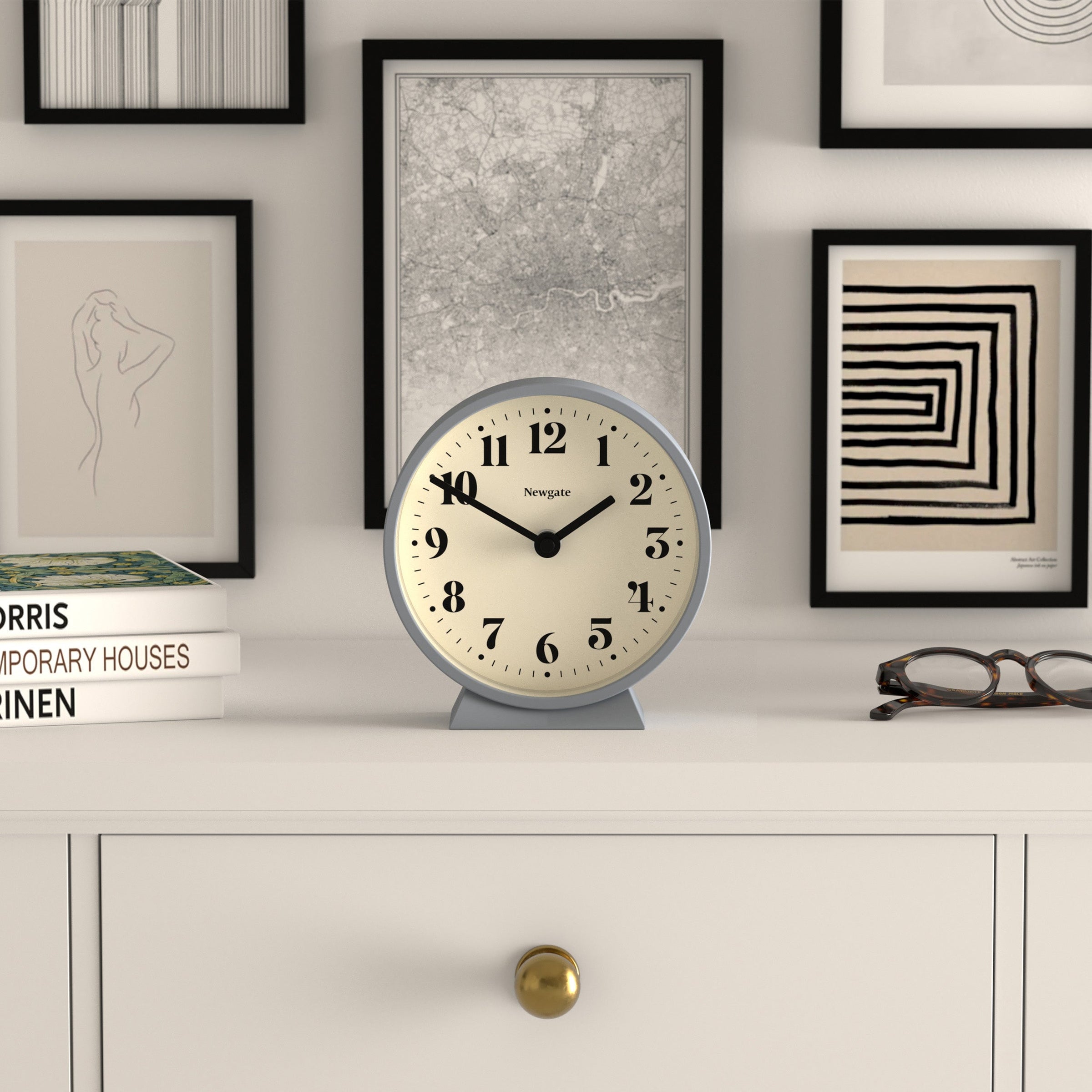 Newgate Theatre Mantel Clock French Navy V398-NGMMAN240FN
