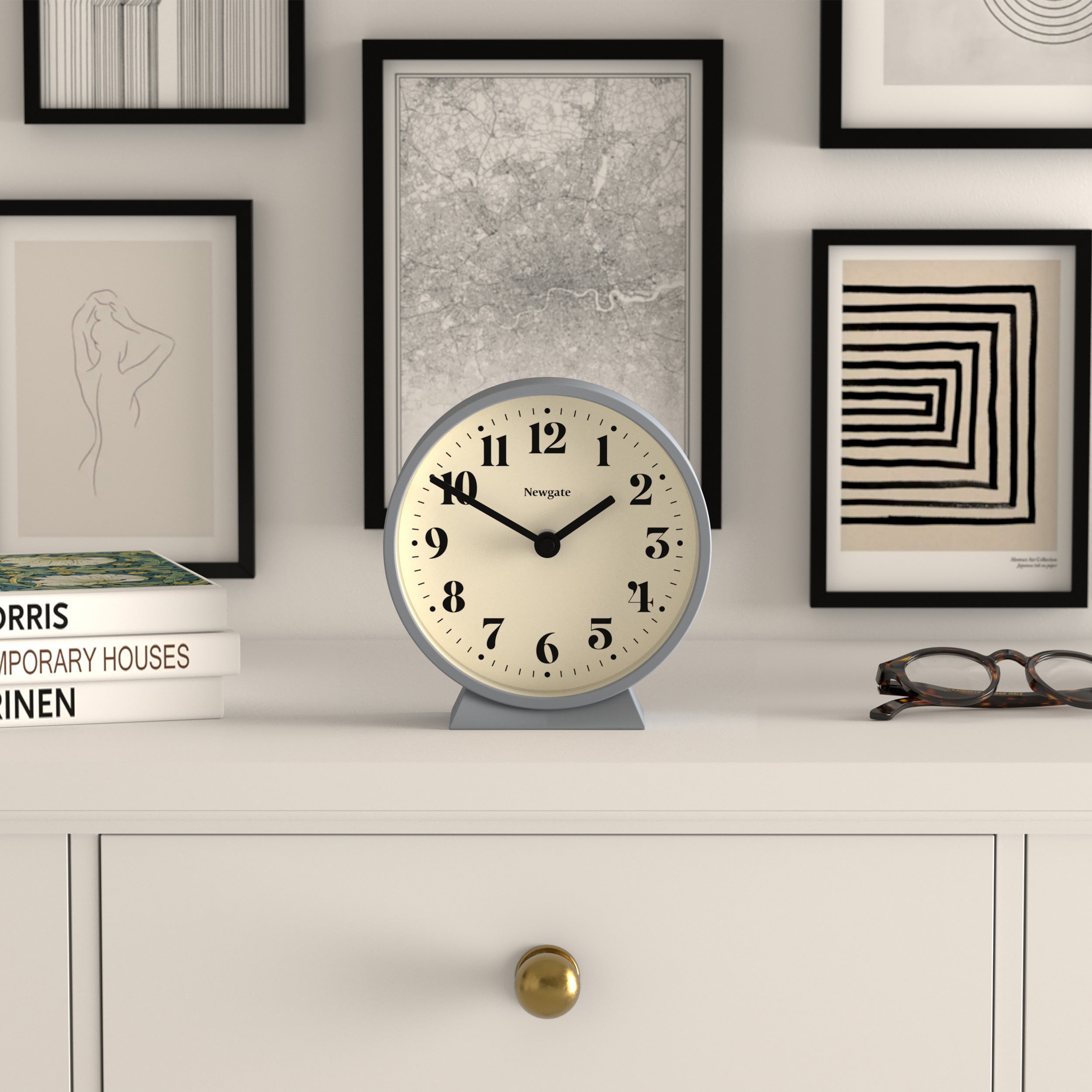Newgate Theatre Mantel Clock French Navy V398-NGMMAN240FN