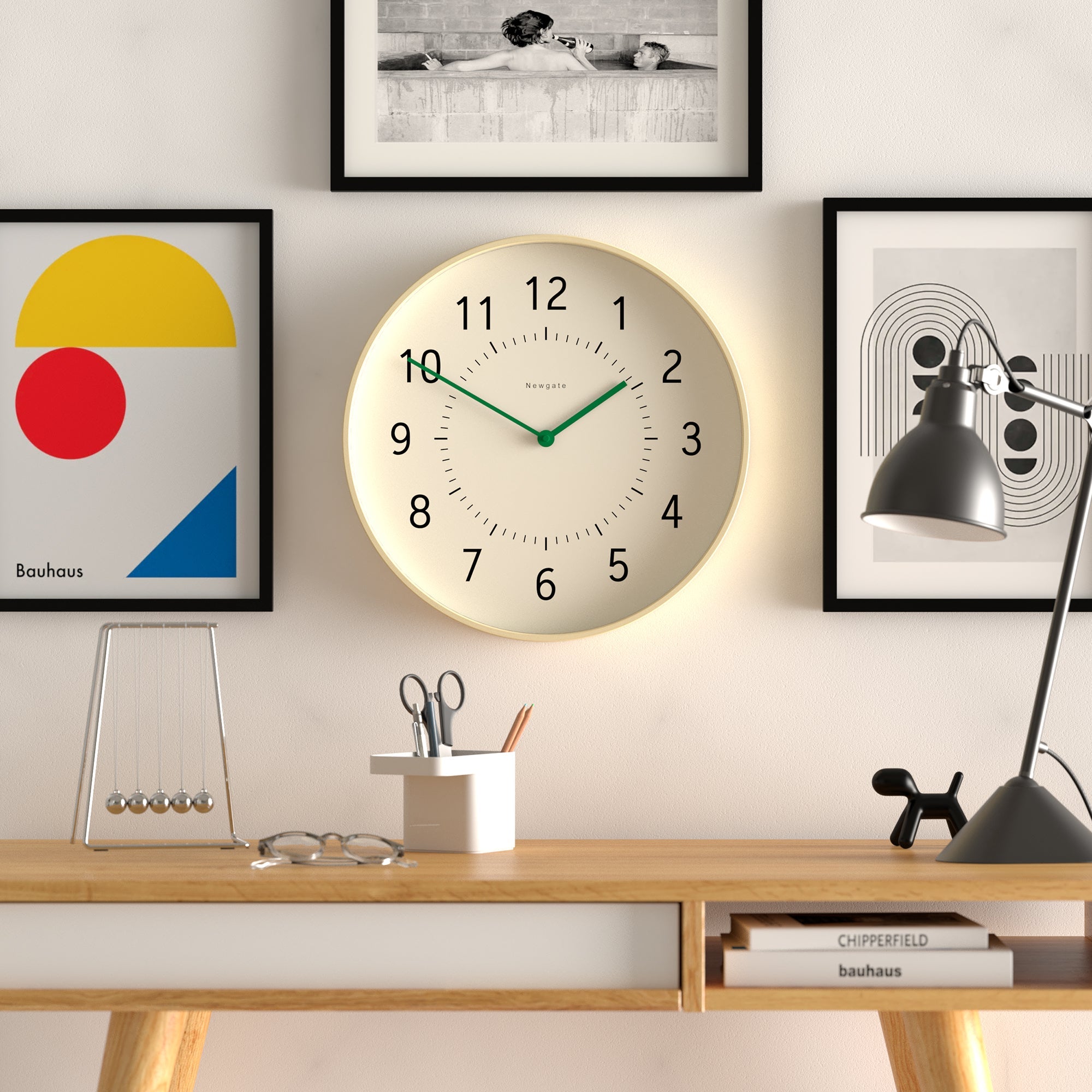 Newgate Monopoly Plywood Wall Clock With Green Hands V398-NGMON264PLY40VG