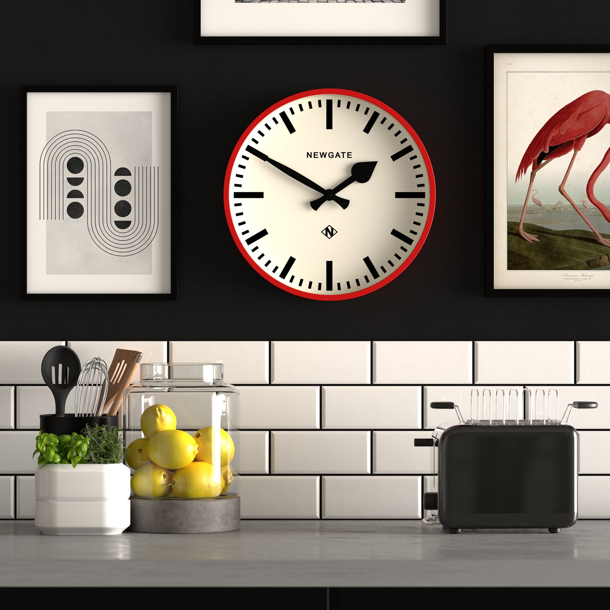 Newgate Railway Clock Red V398-NGNUMTHR390FER