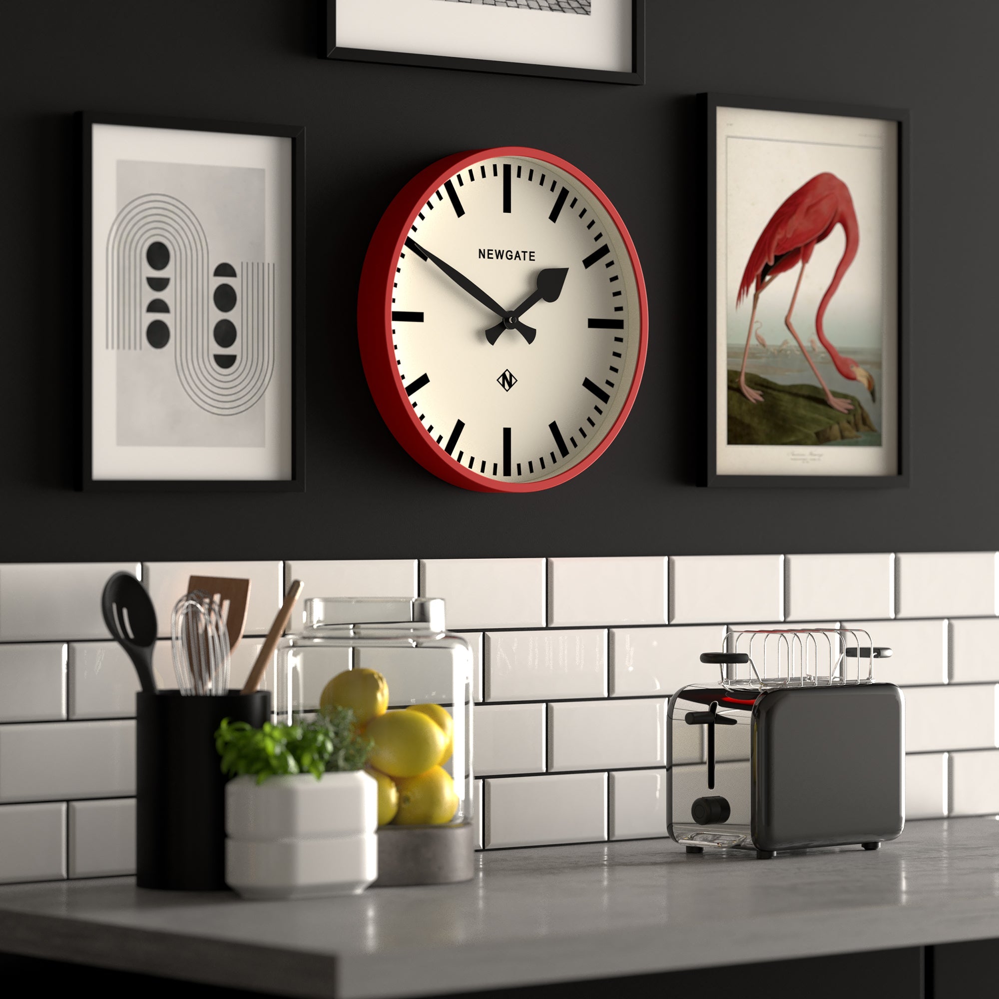 Newgate Railway Clock Red V398-NGNUMTHR390FER