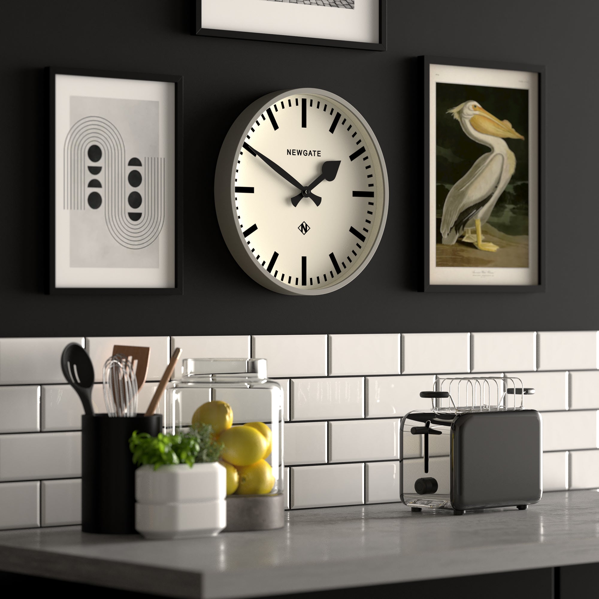 Newgate Railway Clock Grey V398-NGNUMTHR390PGY