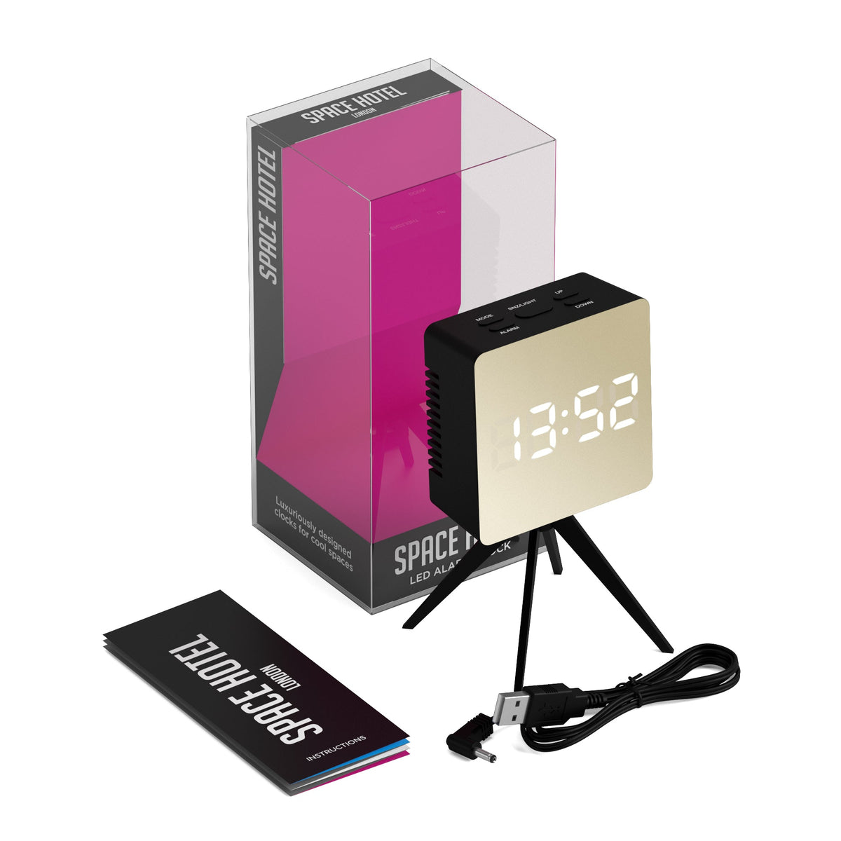 Newgate Space Hotel Droid Led Alarm Clock Black V398-NGSH-DROI-G1-K