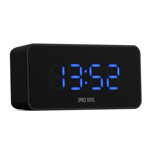 Newgate Space Hotel Hypertron Alarm Clock Black Case - Black Lens - Blue Led V398-NGSH-HYPE-BL1-K