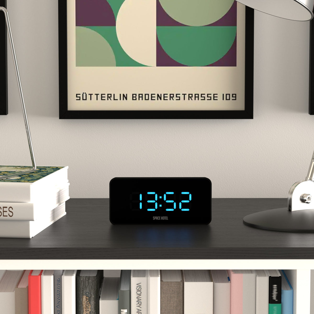Newgate Space Hotel Hypertron Alarm Clock Black Case - Black Lens - Blue Led V398-NGSH-HYPE-BL1-K