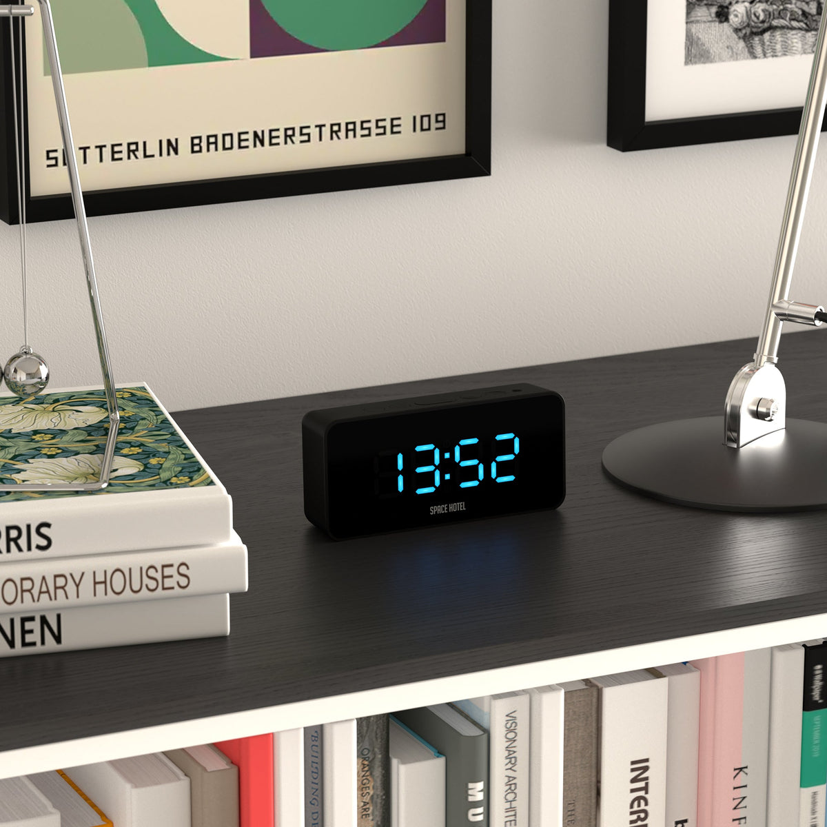 Newgate Space Hotel Hypertron Alarm Clock Black Case - Black Lens - Blue Led V398-NGSH-HYPE-BL1-K