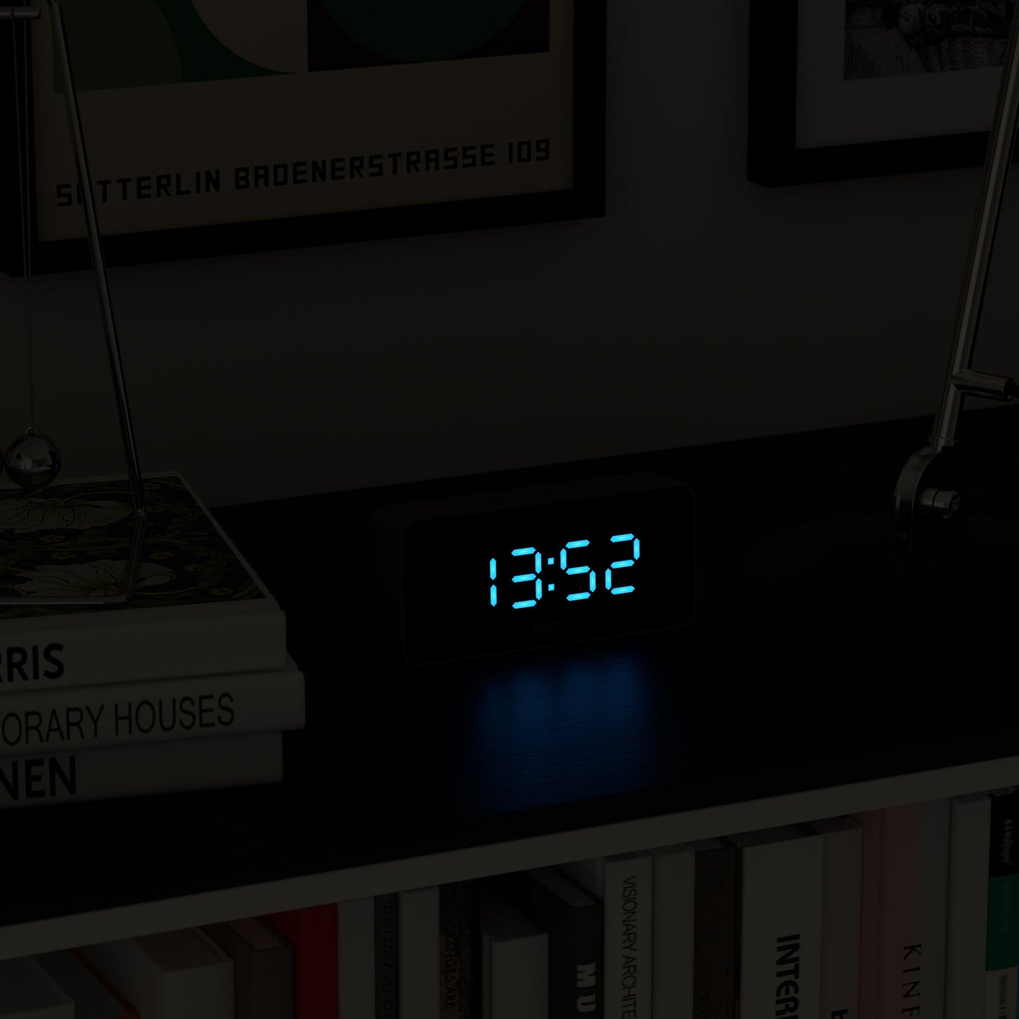 Newgate Space Hotel Hypertron Alarm Clock Black Case - Black Lens - Blue Led V398-NGSH-HYPE-BL1-K
