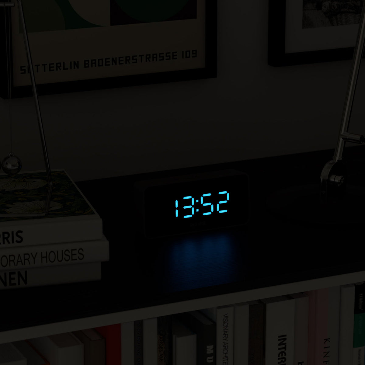 Newgate Space Hotel Hypertron Alarm Clock Black Case - Black Lens - Blue Led V398-NGSH-HYPE-BL1-K
