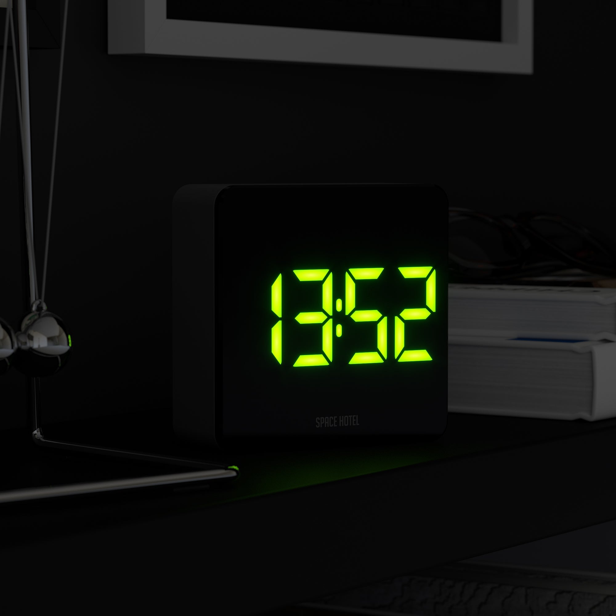 Newgate Space Hotel Orbatron Alarm Clock Black Case - Black Lens - Green Led V398-NGSH-ORB-G1-K