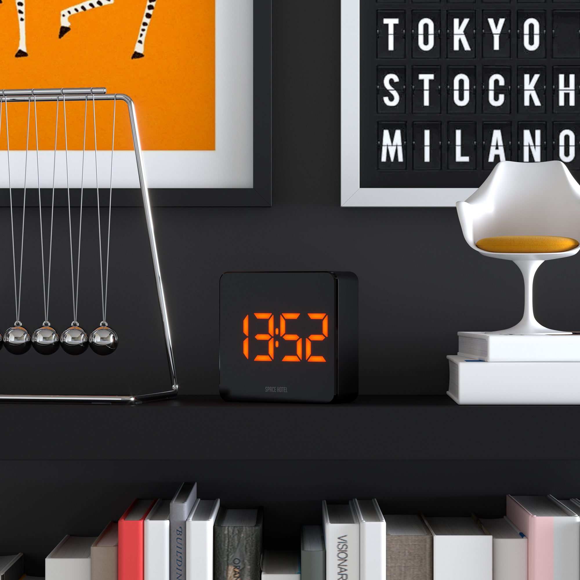 Newgate Space Hotel Orbatron Alarm Clock Black Case - Black Lens - Orange Led V398-NGSH-ORB-O1-K