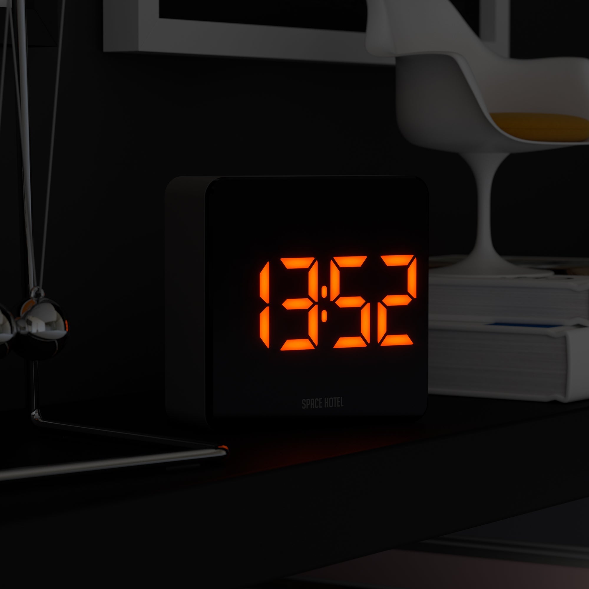 Newgate Space Hotel Orbatron Alarm Clock Black Case - Black Lens - Orange Led V398-NGSH-ORB-O1-K