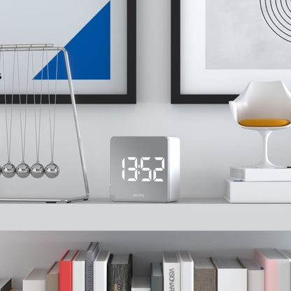 Newgate Space Hotel Orbatron Alarm Clock White Case - Silver Lens - White Led V398-NGSH-ORB-W1-W