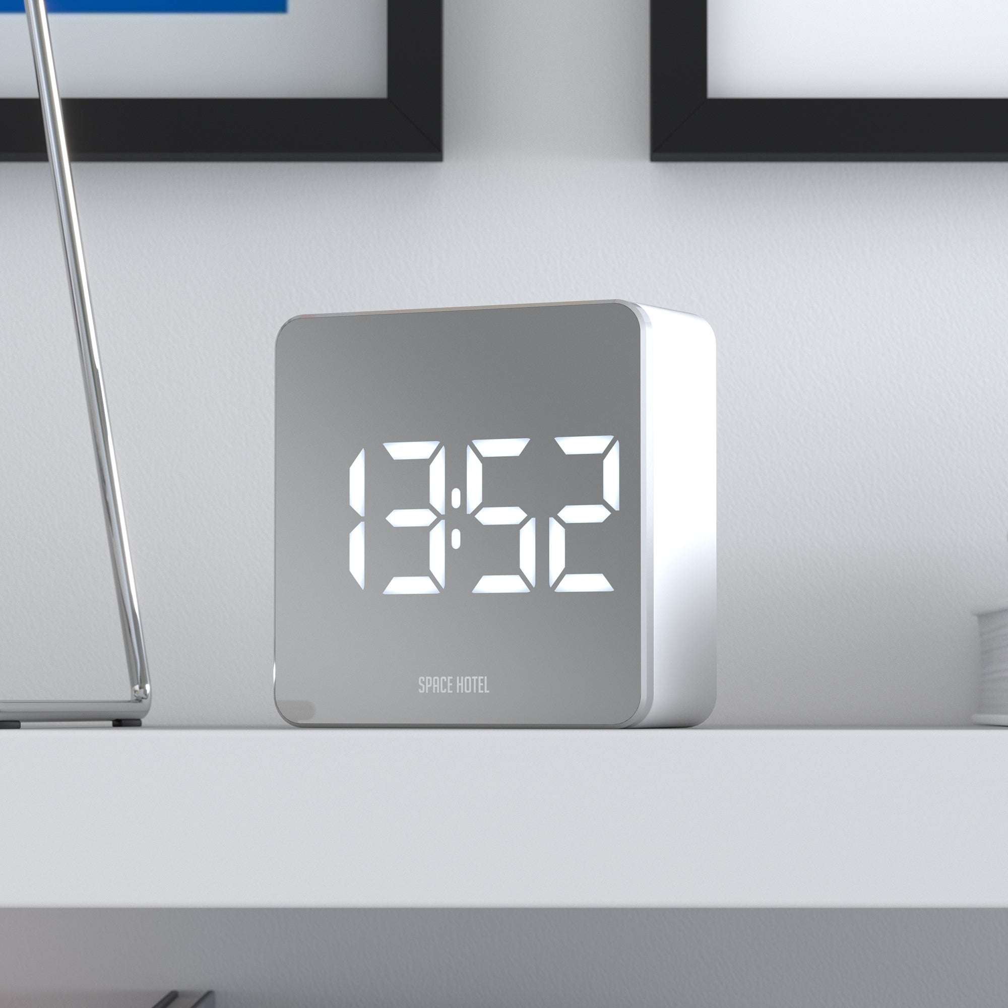 Newgate Space Hotel Orbatron Alarm Clock White Case - Silver Lens - White Led V398-NGSH-ORB-W1-W