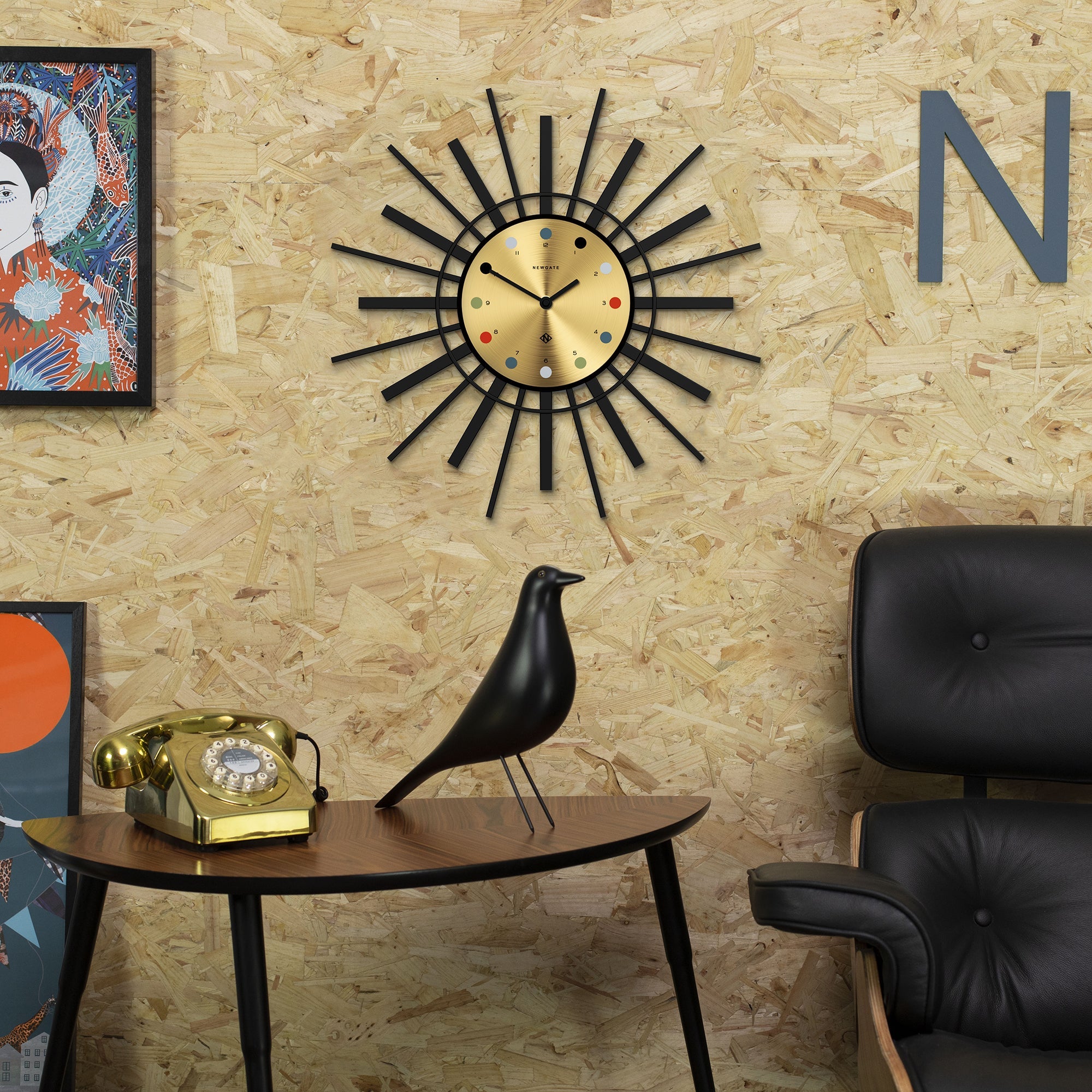Newgate Stingray Wall Clock Black - Gold Dial V398-NGSTING288K