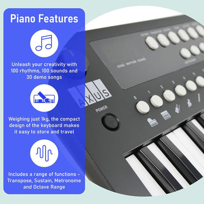 Axus Mini Keyboard 37 Key Keyboard - Black V398-NM-AXMK37BKII