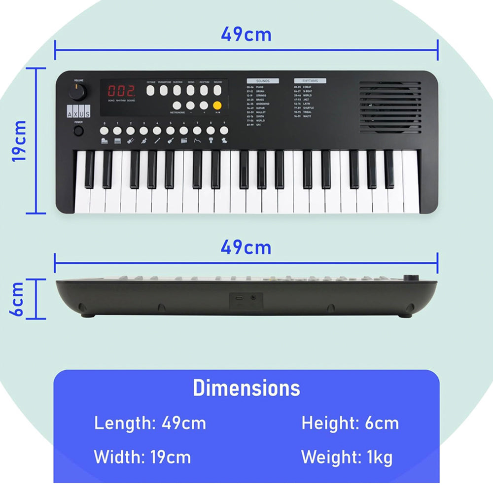 Axus Mini Keyboard 37 Key Keyboard - Black V398-NM-AXMK37BKII