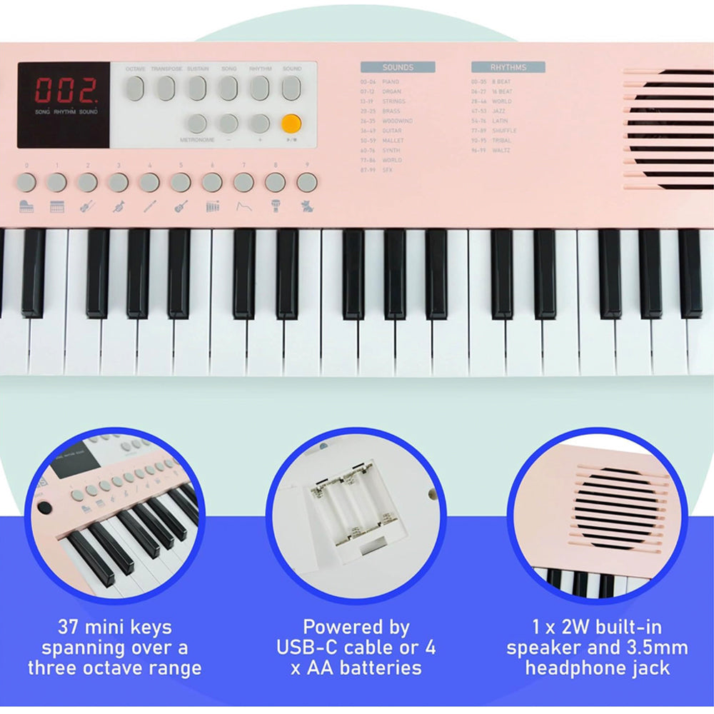 Axus Mini Keyboard 37 Key Keyboard - Pink V398-NM-AXMK37PKII