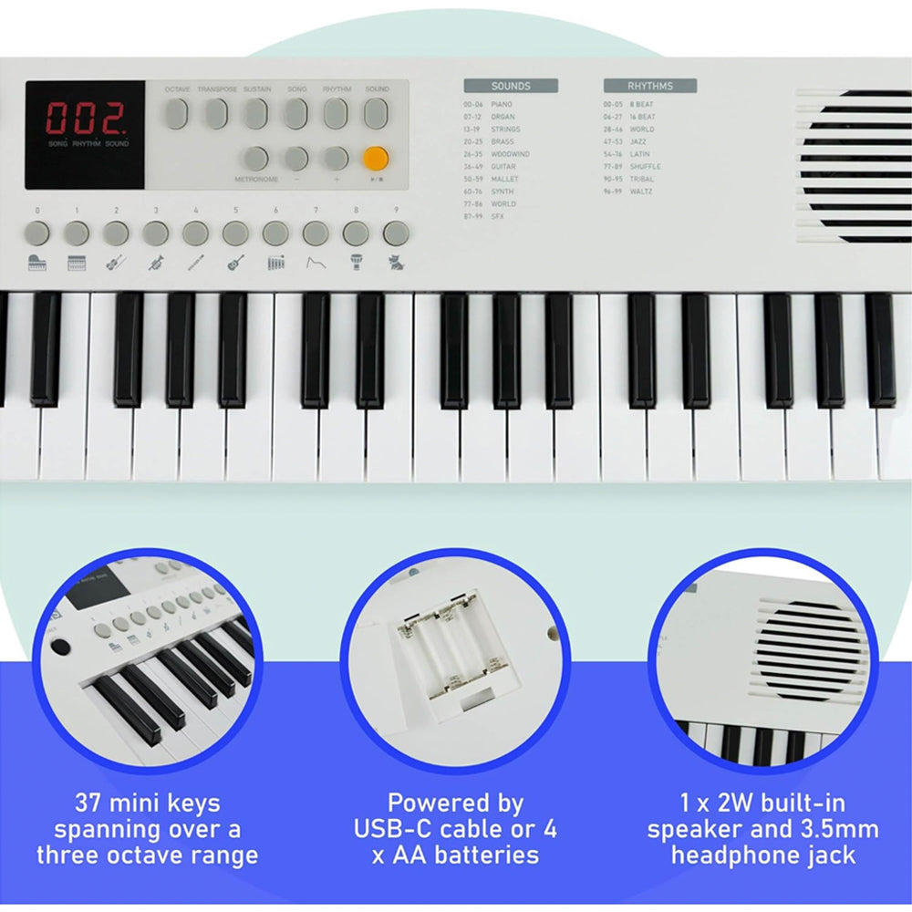 Axus Mini Keyboard 37 Key Keyboard - White V398-NM-AXMK37WHII