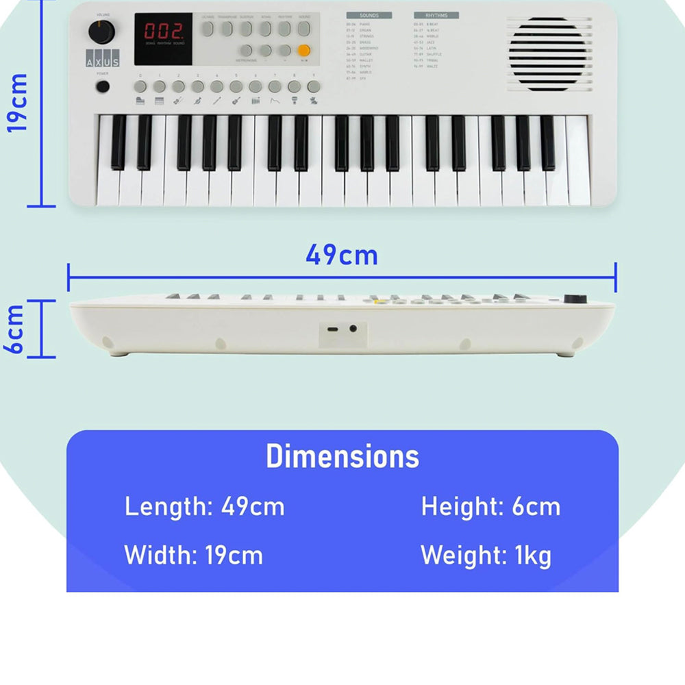 Axus Mini Keyboard 37 Key Keyboard - White V398-NM-AXMK37WHII