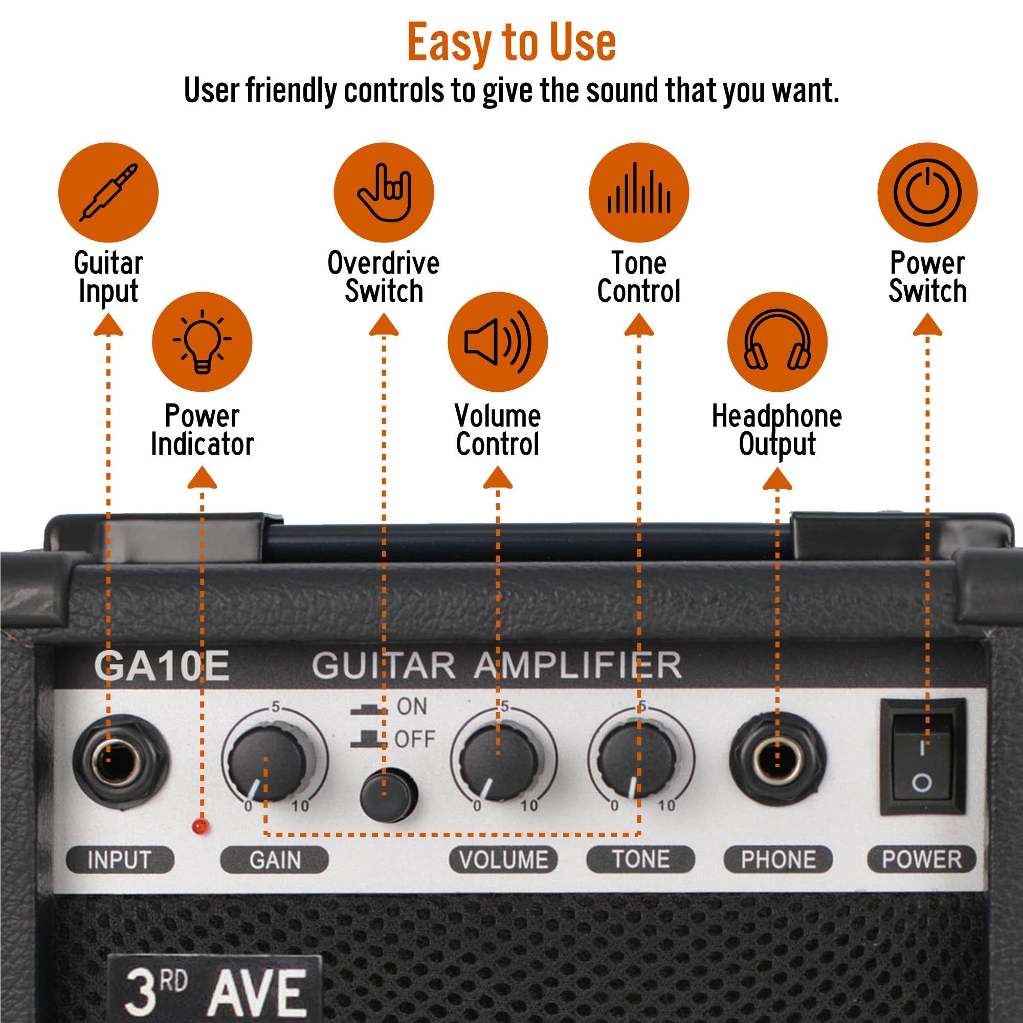 3rd Avenue 10W Electric Guitar Amplifier V398-NM-GA10E