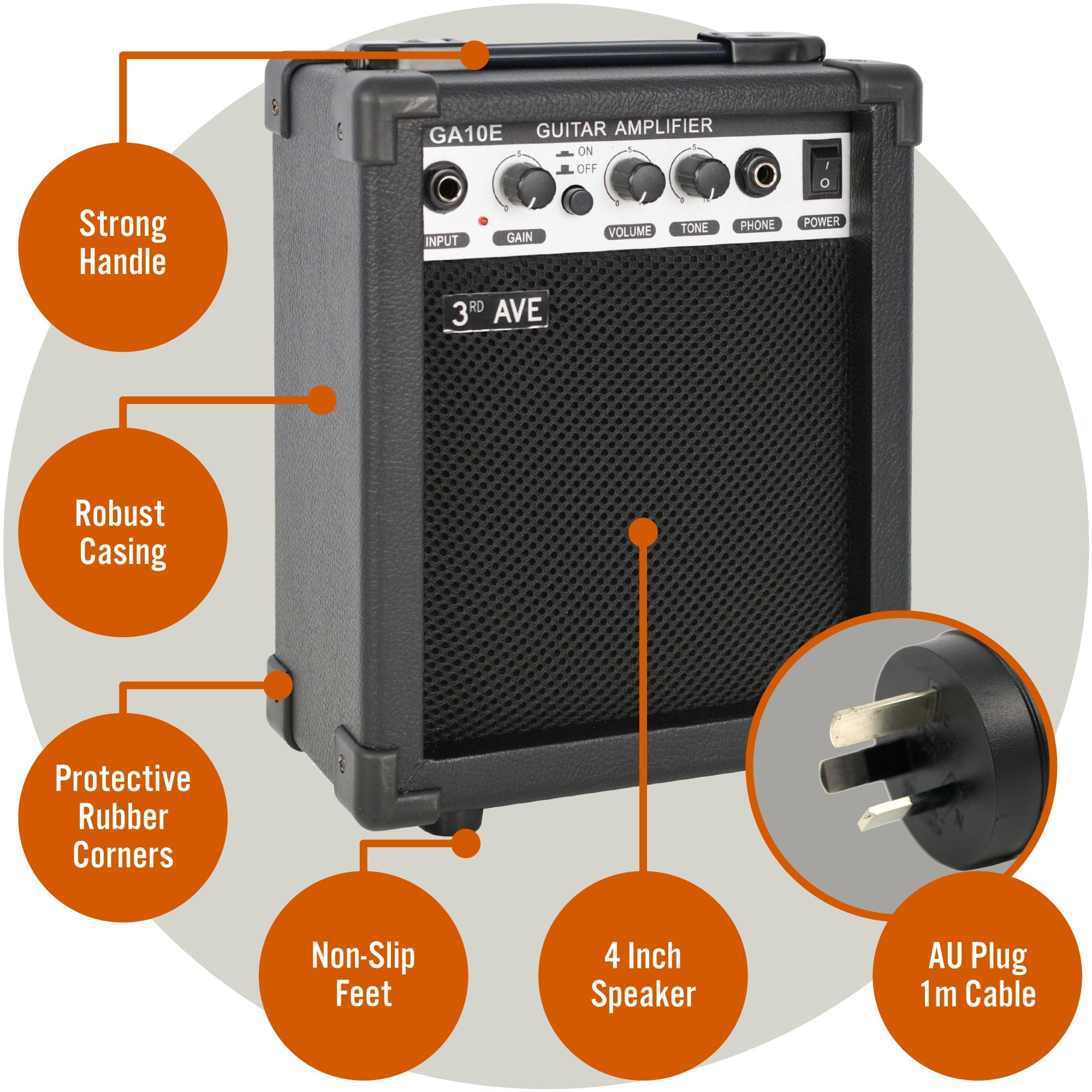 3rd Avenue 10W Electric Guitar Amplifier V398-NM-GA10E