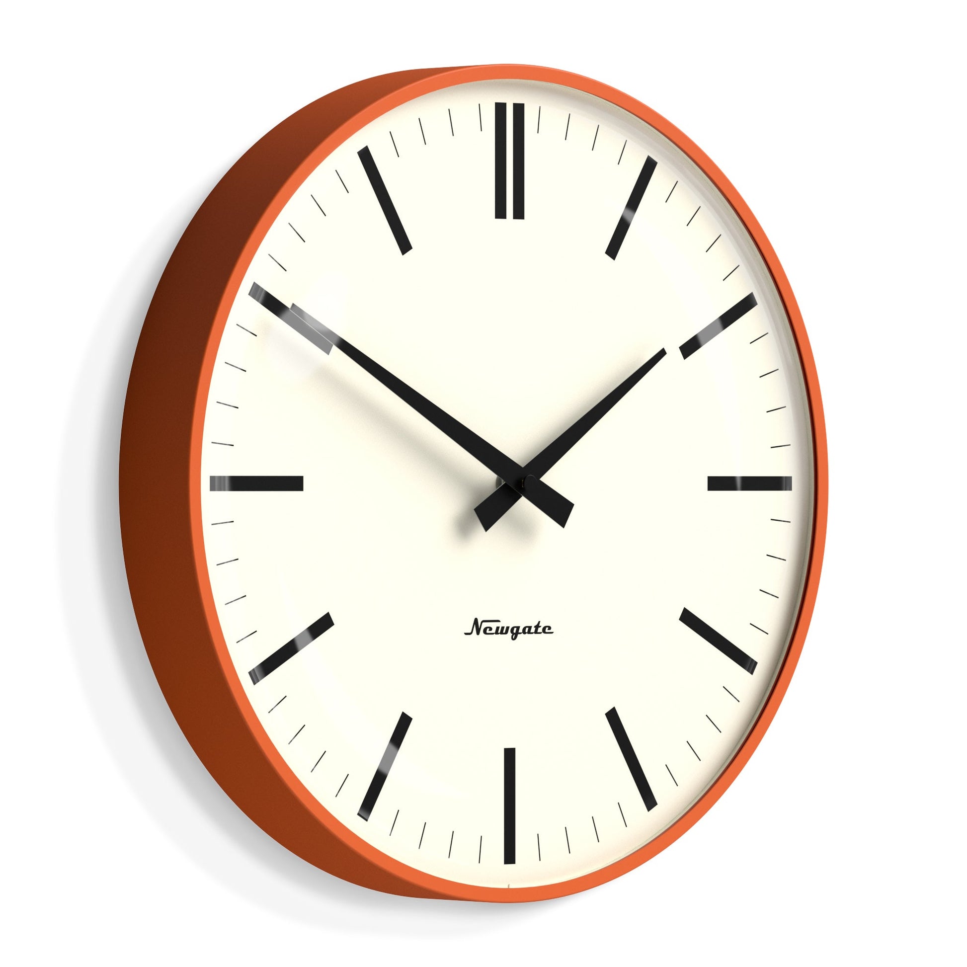 Newgate Radio City Wall Clock Bold Black Marker Dial.- Matte Pumpkin Orange V398-NM-RADC310PO