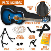 3rd Avenue Acoustic Guitar Premium Pack - Blueburst V398-NM-STX10ABBPK2