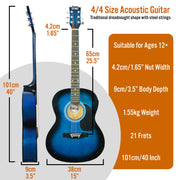 3rd Avenue Acoustic Guitar Premium Pack - Blueburst V398-NM-STX10ABBPK2
