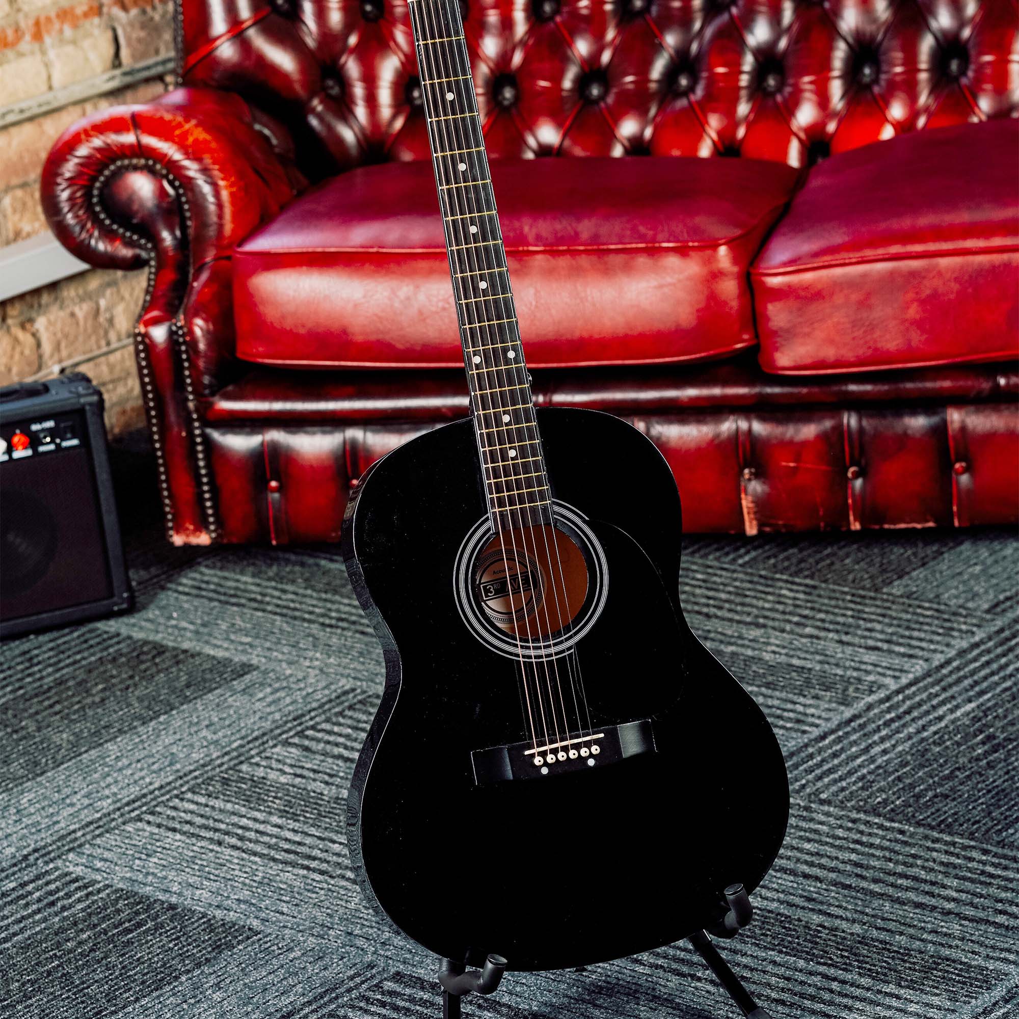 3rd Avenue Acoustic Guitar Premium Pack - Black V398-NM-STX10ABKPK2