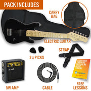 3rd Avenue Junior Electric Guitar Pack - Black V398-NM-STX30BKPK