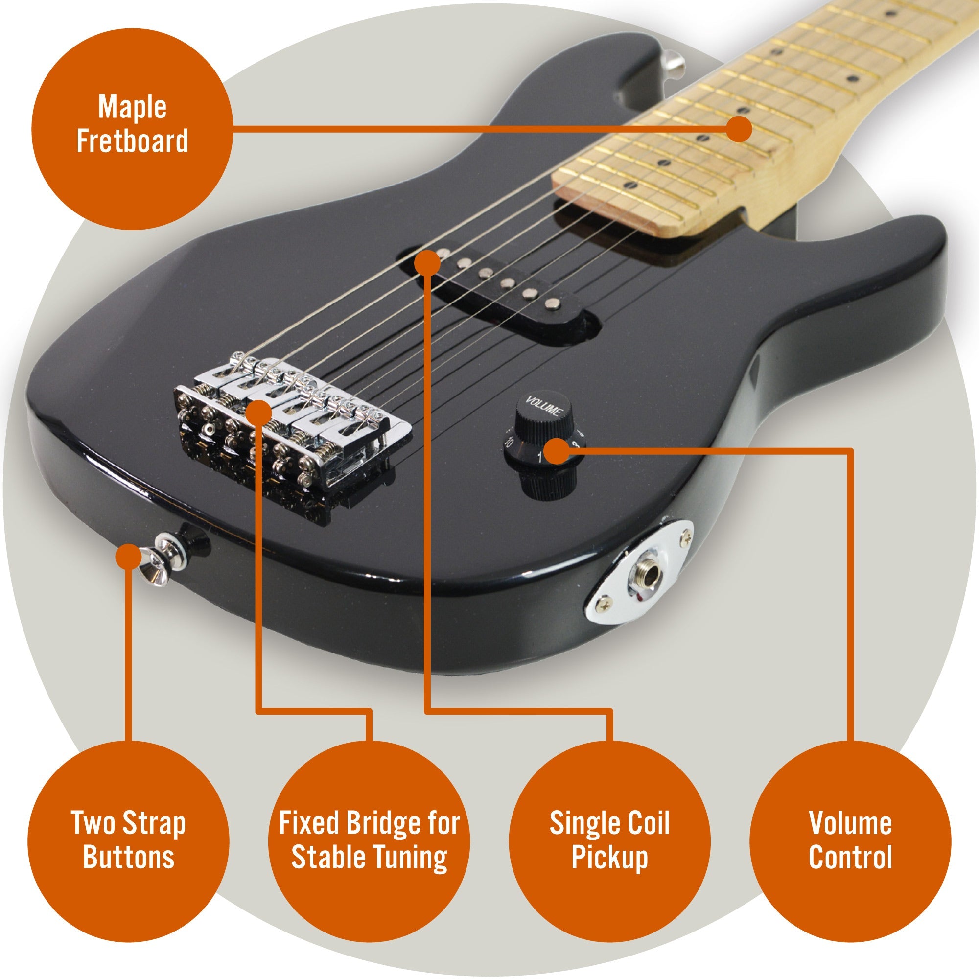3rd Avenue Junior Electric Guitar Pack - Black V398-NM-STX30BKPK