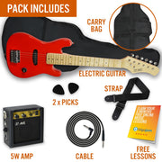 3rd Avenue Junior Electric Guitar Pack - Red V398-NM-STX30RDPK