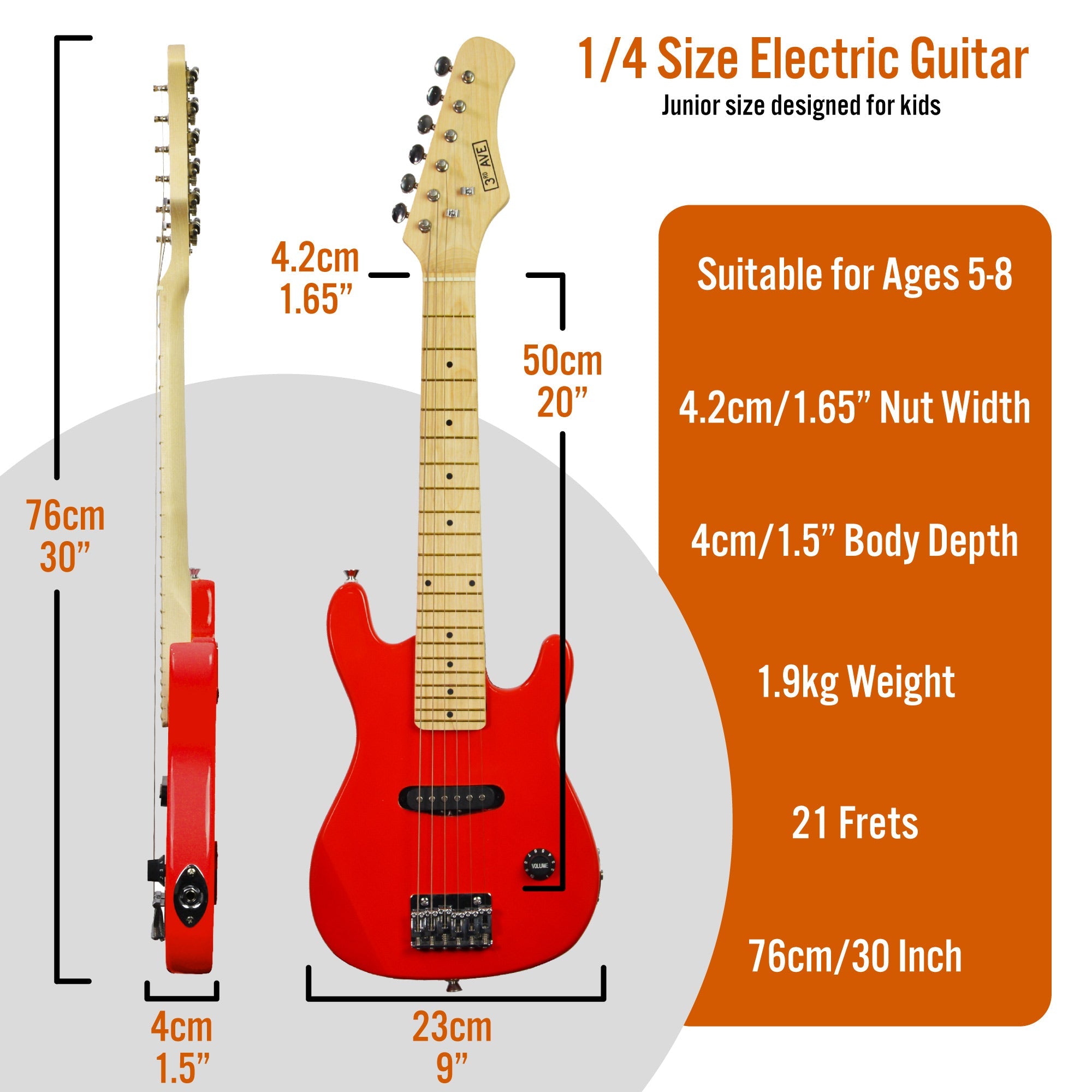 3rd Avenue Junior Electric Guitar Pack - Red V398-NM-STX30RDPK
