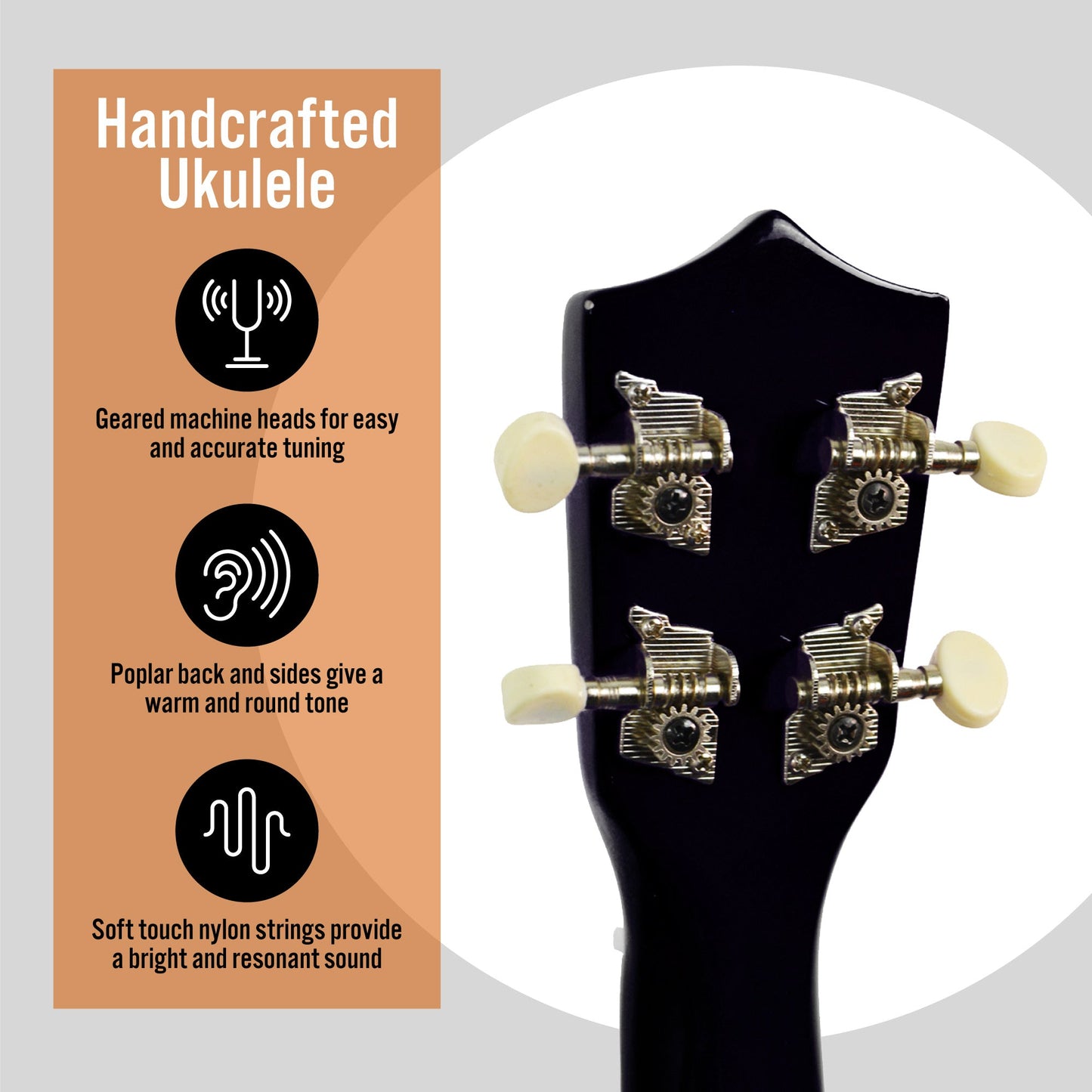 3rd Avenue Soprano Ukulele - Black V398-NM-STX40BK