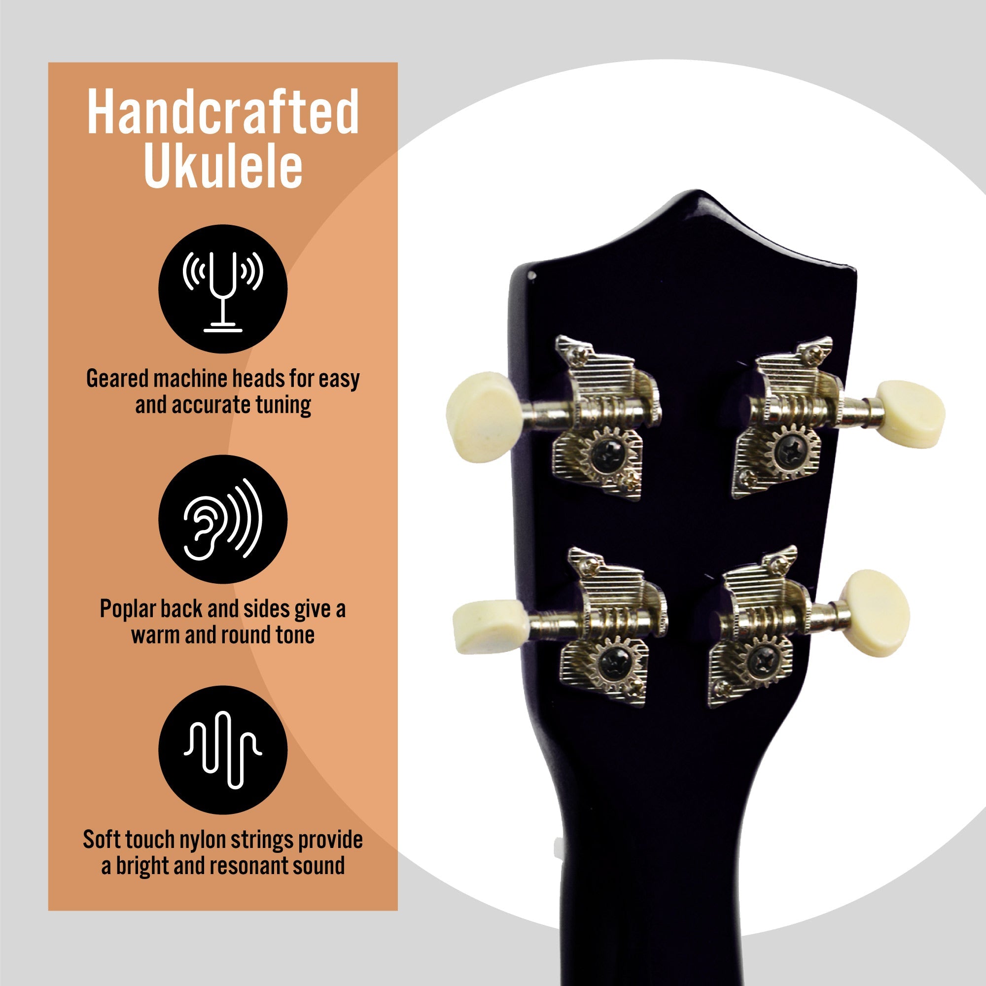 3rd Avenue Soprano Ukulele - Black V398-NM-STX40BK