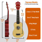 3rd Avenue Soprano Ukulele - Natural V398-NM-STX40N