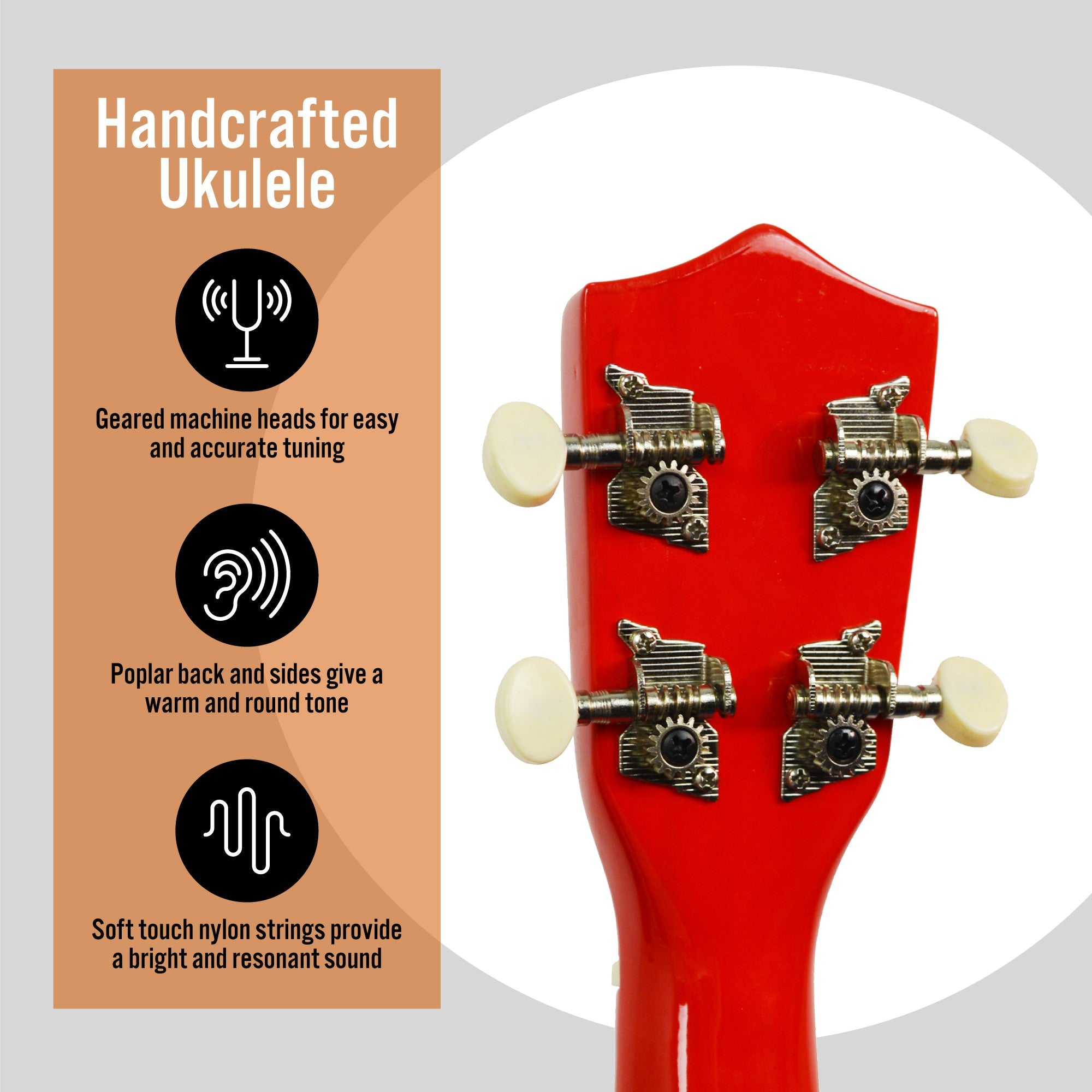 3rd Avenue Soprano Ukulele - Red V398-NM-STX40RD
