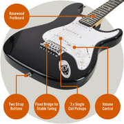 3rd Avenue Electric Guitar Pack - Black V398-NM-XF203ABKPK