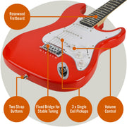 3rd Avenue Electric Guitar Pack - Red V398-NM-XF203ARDPK