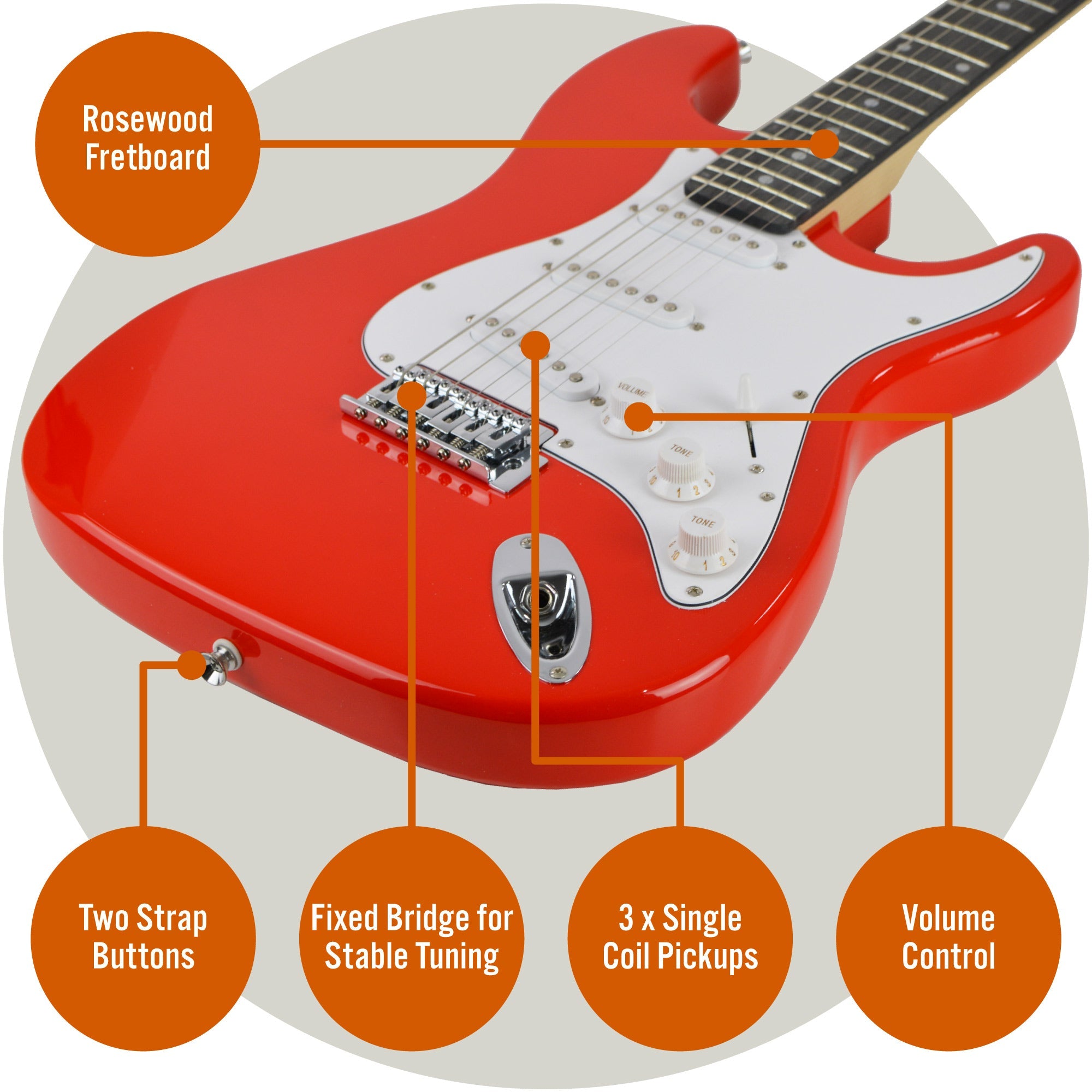 3rd Avenue Electric Guitar Pack - Red V398-NM-XF203ARDPK