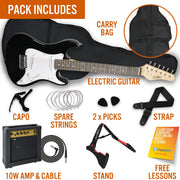 3rd Avenue 3/4 Size Electric Guitar Pack - Black V398-NM-XF203CBKPK