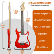 3rd Avenue 3/4 Size Electric Guitar - Red V398-NM-XF203CRDPK