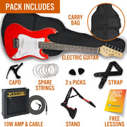 3rd Avenue 3/4 Size Electric Guitar - Red V398-NM-XF203CRDPK