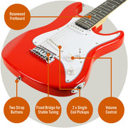 3rd Avenue 3/4 Size Electric Guitar - Red V398-NM-XF203CRDPK