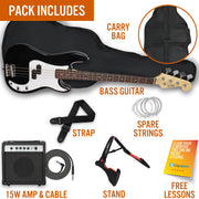 3rd Avenue Bass Guitar Pack V398-NM-XF204ABKPK