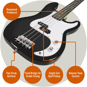 3rd Avenue Bass Guitar Pack V398-NM-XF204ABKPK