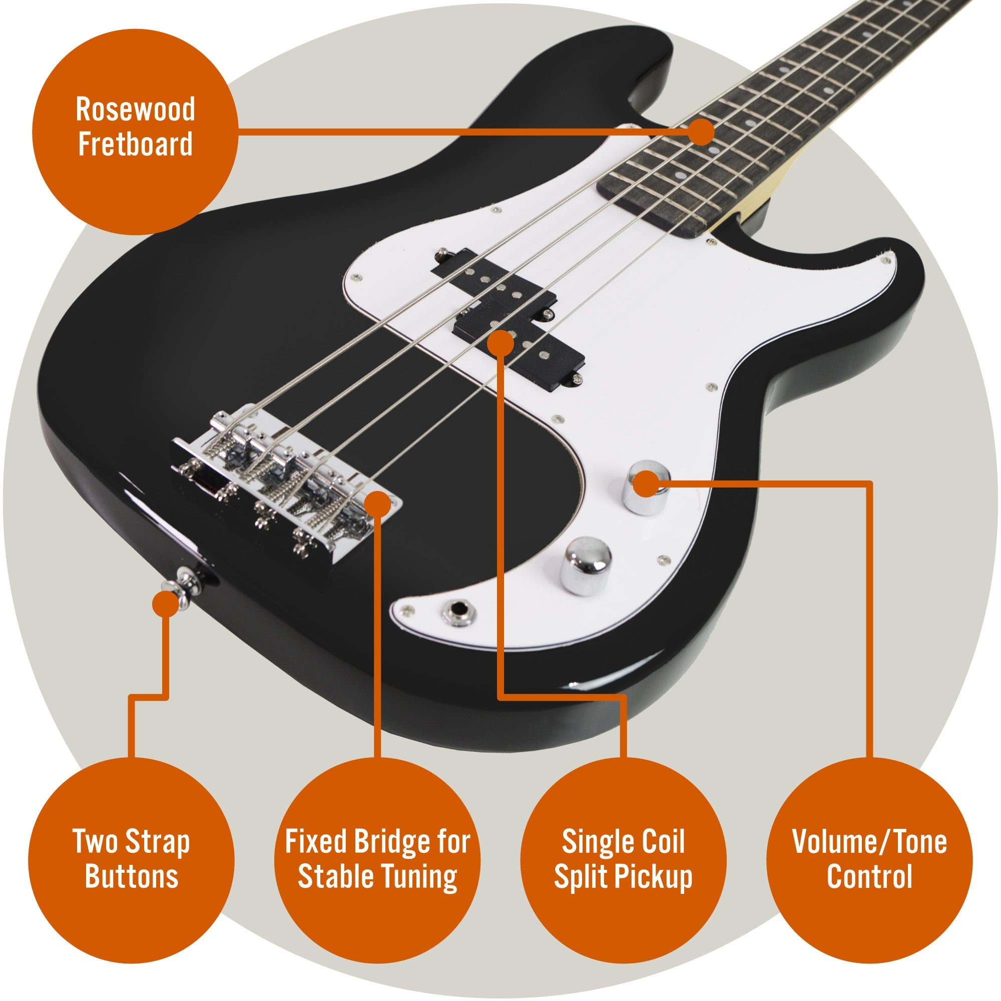 3rd Avenue Bass Guitar Pack V398-NM-XF204ABKPK