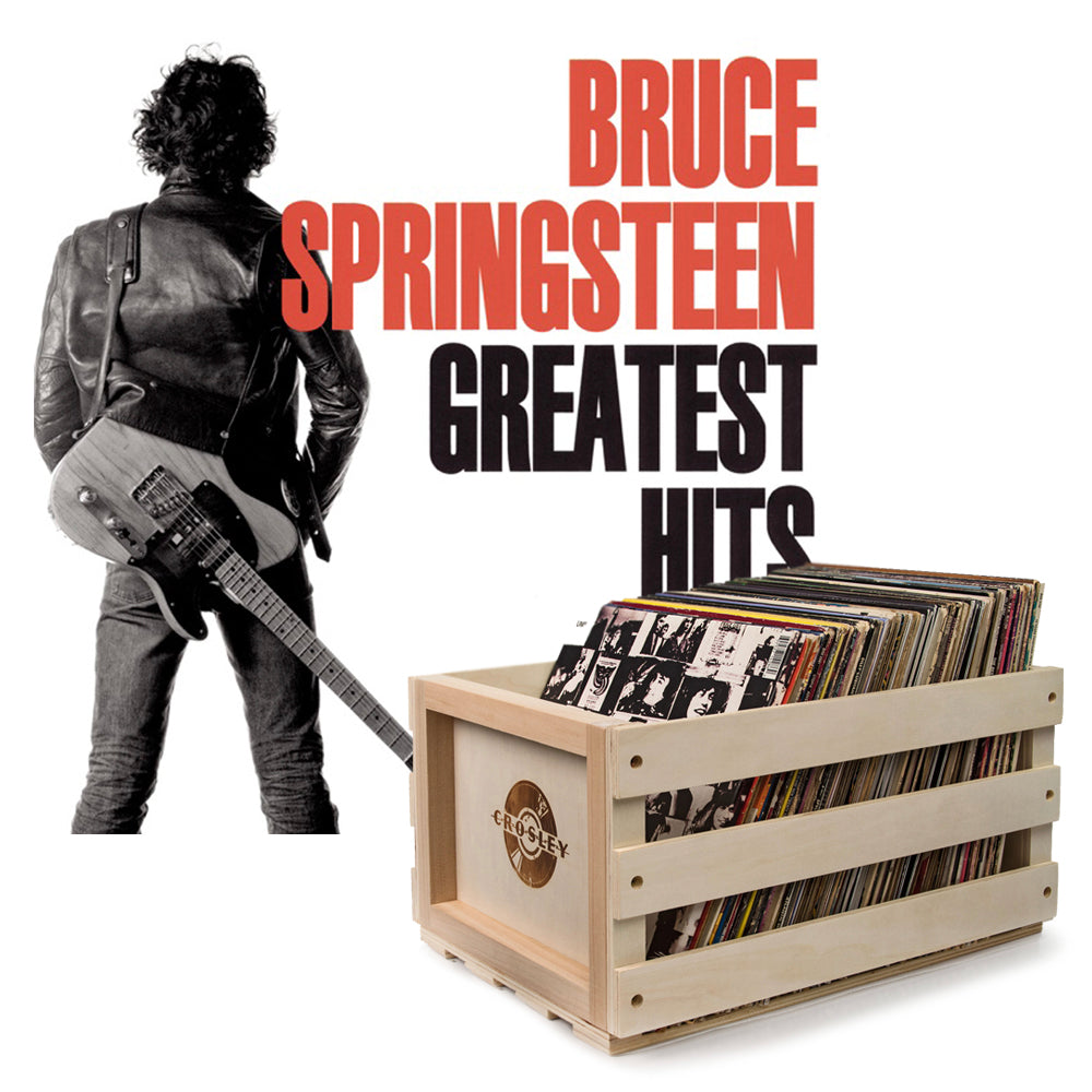 Crosley Record Storage Crate Bruce Springsteen Greatest Hits Vinyl Album Bundle V398-SM-19075820661-B