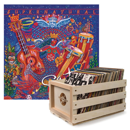 Crosley Record Storage Crate Santana Supernatural Vinyl Album Bundle V398-SM-19075890001-B