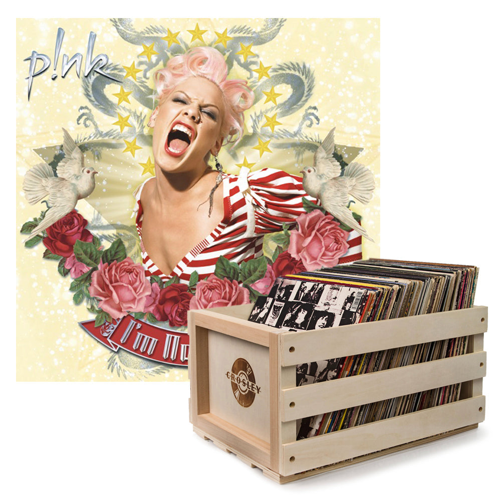 Crosley Record Storage Crate P!nk I'm Not Dead Vinyl Album Bundle V398-SM-19075947061-B